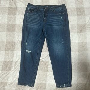 Denim jeans, distressed